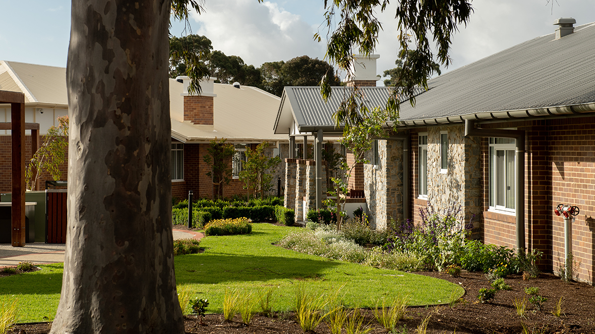 A communal outdoor area at a small household aged care home in Adelaide, South Australia